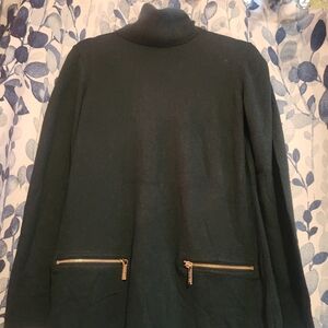 Michael Michael Kors Women's Green Turtleneck Sweater with Gold Accents Size M